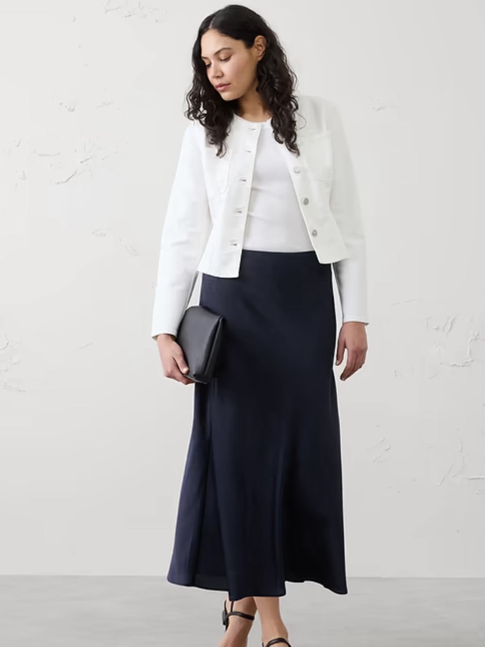 Banana Republic Black Bias-Cut Maxi Skirt Size Small